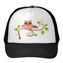 Mutter-und Baby-Eulen Retro Cap