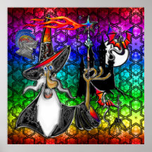 Mystische Feuer-Zauberer-Magier-Regenbogen-Stern-C Posterdrucke