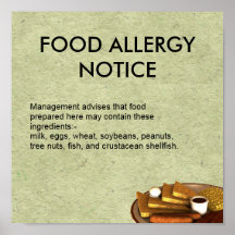 Nahrungsmittelallergie-Mitteilung Posterdruck