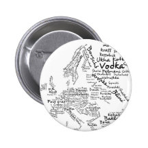 Nahrungsmittelkarte von Europa Anstecknadelbuttons
