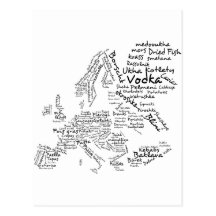 Nahrungsmittelkarte von Europa Postkarte