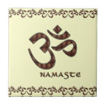 Namaste mit OM-Symbol Brown und Creme Keramikfliese