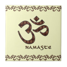 Namaste mit OM-Symbol Brown und Creme Keramikfliese