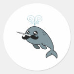 Narwhalstache Runde Aufkleber