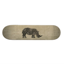 Nashorn-Damast-SilhouetteSkateboard Personalisiertes Skateboard