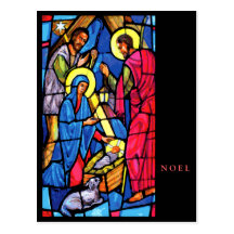 Nativity-beflecktes Glas WEIHNACHTEN Postkarte