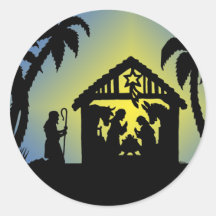 Nativity-Silhouette-Freude zur Welt Runder Aufkleber