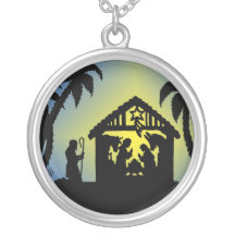 Nativity-Silhouette-Freude zur Welt Halsketten