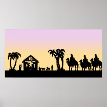 Nativity-Silhouette-kluge Männer auf dem Horizont Plakate