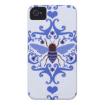 Naturmuster des blauen Damastes der Bienenhummel g iPhone 4 Case-Mate Hüllen