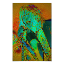 Neon Rock Singer Art Photo