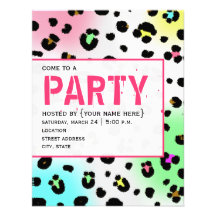 Neonleopard-Druck-Party Einladung