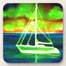 Neonozean-Segeln-Geschenke der Segelboot-Dämmerung Untersetzer