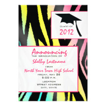 Neonzebra-Abschluss-Mitteilung 2012 Individuelle Einladungskarte