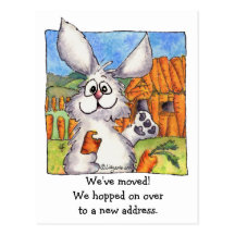 Neue Adresse, zogen wir um! Kaninchen-Postkarte
