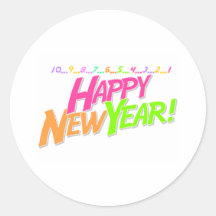 Neues Jahr-Count-down Runde Sticker