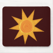 Neun Strahlgelbes gewundenes Sun-Symbol Mousepads
