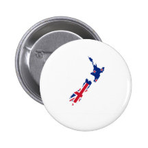 Neuseeland-Flaggen-Karte Größengleich Anstecknadelbuttons