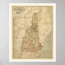 New Hampshire-Eisenbahn-Karte 1894 Posterdrucke
