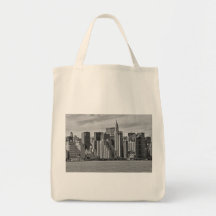 New- York CitySkyline vom East River B&W Leinentaschen