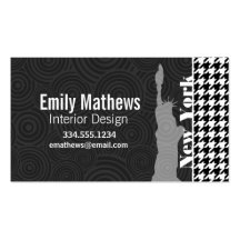 New York, Statue of Libety Houndstooth Business Card Templates