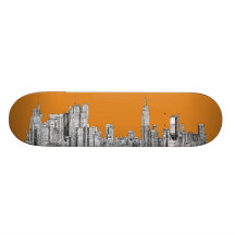 New- YorkSkylineorange Skateboarddeck