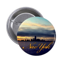 New- YorkUfergegend-Sonnenuntergang-Knopf Button