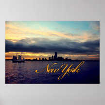 New- YorkUfergegend-Sonnenuntergang-Plakat