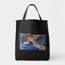 Nichiren beruhigt einen Sturm in Kakuda, Kuniyoshi Tragetasche