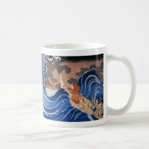 Nichiren beruhigt einen Sturm in Kakuda, Kuniyoshi Kaffeetasse