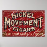 Nickel-Bewegungs-Zigarre 1900 - beunruhigt Posterdruck