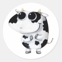 Niedliche Baby-Kuh Runder Sticker