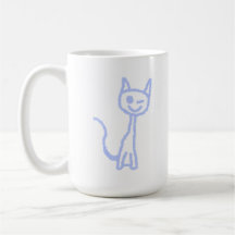 Niedliche blinzelnde Katze. Blau Teehaferl