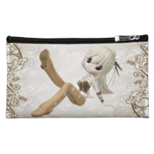 Niedliche blonde Mädchen-Kosmetik-Tasche