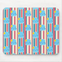 Niedliche Blumen-Krake Stripes Muster Mauspad