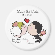 Niedliche Braut-u. Bräutigam-Save the Date Magnete