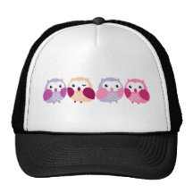 Niedliche bunte Eulen - rosa und lila Pastelle Baseball Caps