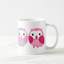 Niedliche bunte Eulen - rosa und lila Pastelle Kaffeehaferl