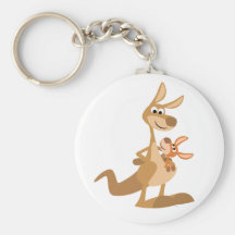 Niedliche Cartoon-Känguru-Mama und Joey Keychain Schlüsselbänder