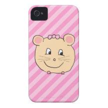 Niedliche Cartoon-Maus auf rosa Streifen iPhone 4 Cover