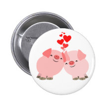 Niedliche Cartoon-Schweine im Liebe-Knopf-Abzeiche Button