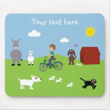 Niedliche Cartoon-Tiere u. Jungen-Reitfahrrad Mous
