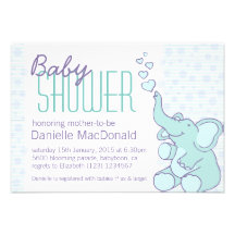 Niedliche Elefantbabyduschen-Aquablaueinladung