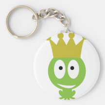 niedliche Frosch-König-Comicart Schlüsselanhänger