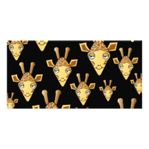 Niedliche Giraffen-Gesichter, auf Schwarzem Photo Grußkarte