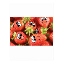Niedliche glückliche Erdbeeren Postkarten