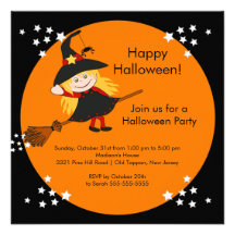 Niedliche Hexe-Halloween-Party-Einladung für Kinde
