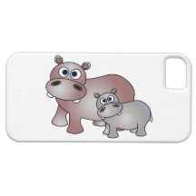 Niedliche Hippopotamus-Mamma und Baby iPhone 5 Etui