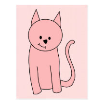 Niedliche hübsche rosa Katze Postkarte