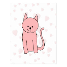 Niedliche hübsche rosa Katze Postkarte